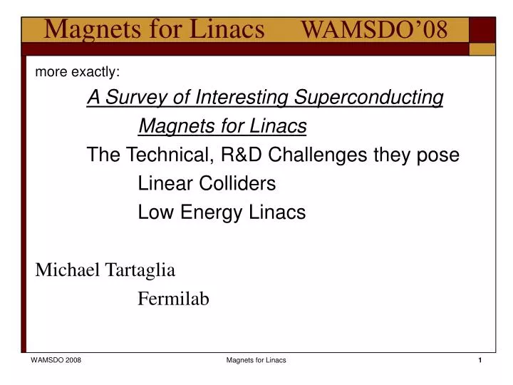 magnets for linacs wamsdo 08