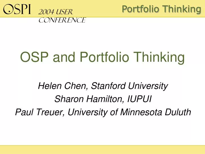 osp and portfolio thinking