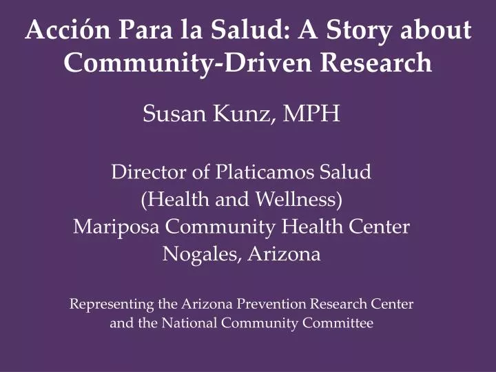 acci n para la salud a story about community driven research