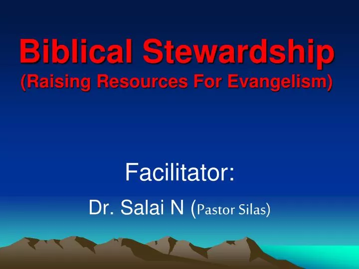 biblical stewardship raising resources for evangelism