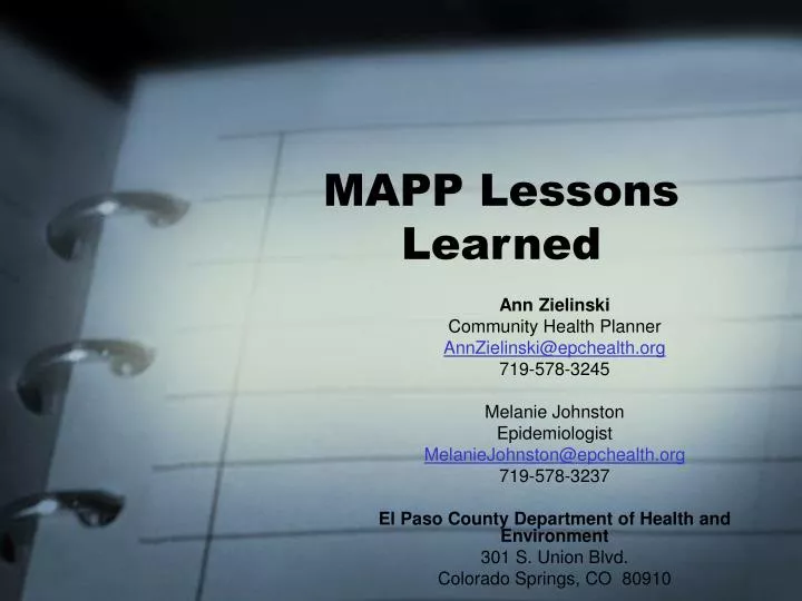 mapp lessons learned