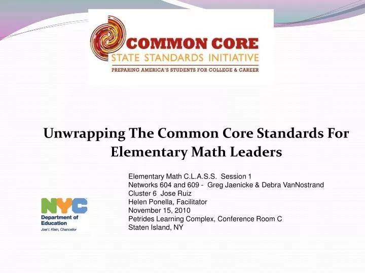 unwrapping the common core standards for elementary math leaders