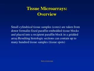 Tissue Microarrays: Overview