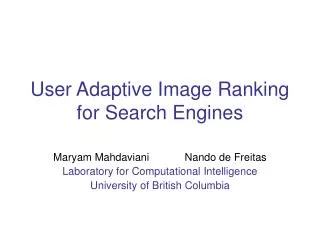 User Adaptive Image Ranking for Search Engines