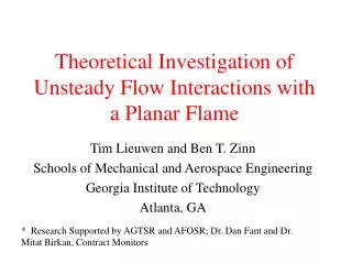 Theoretical Investigation of Unsteady Flow Interactions with a Planar Flame