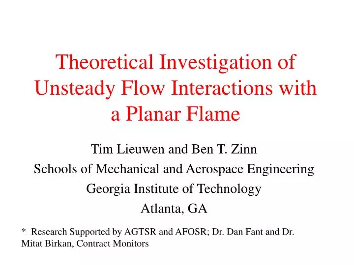 theoretical investigation of unsteady flow interactions with a planar flame