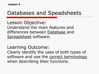 Databases and Speadsheets