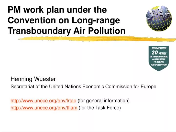 pm work plan under the convention on long range transboundary air pollution