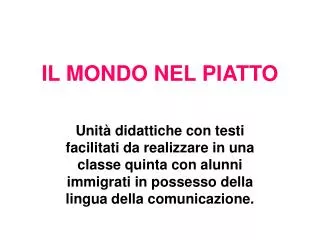 il mondo nel piatto
