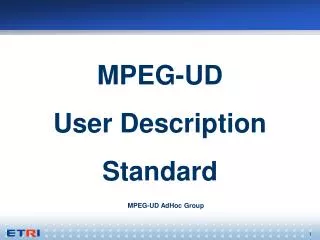 MPEG-UD User Description Standard
