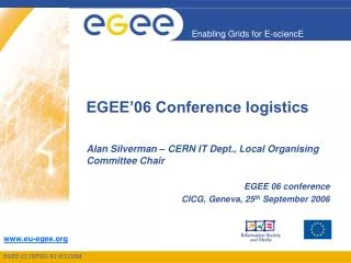 EGEE’06 Conference logistics