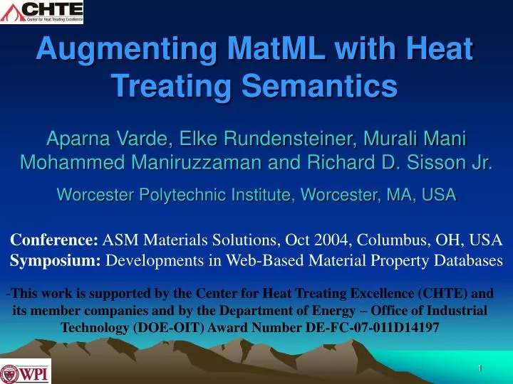 augmenting matml with heat treating semantics