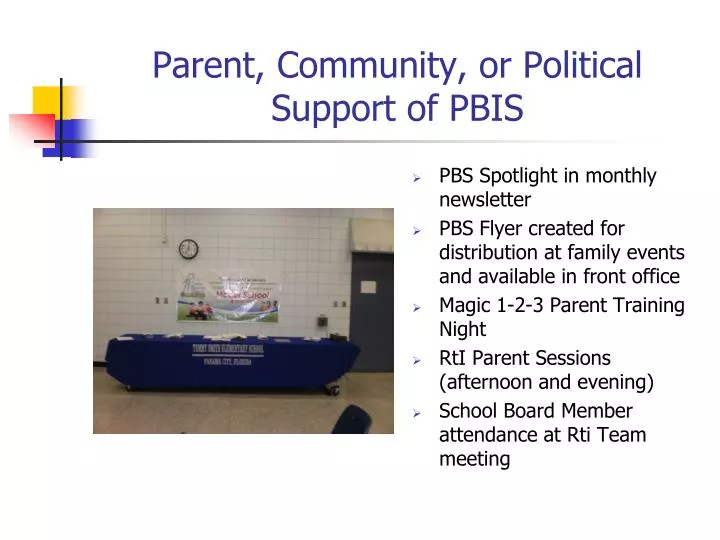 parent community or political support of pbis