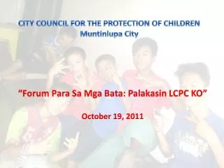 CITY COUNCIL FOR THE PROTECTION OF CHILDREN Muntinlupa City