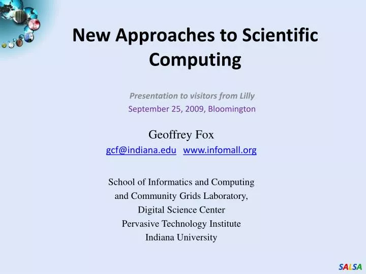 new approaches to scientific computing