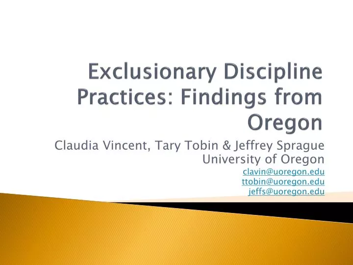 exclusionary discipline practices findings from oregon