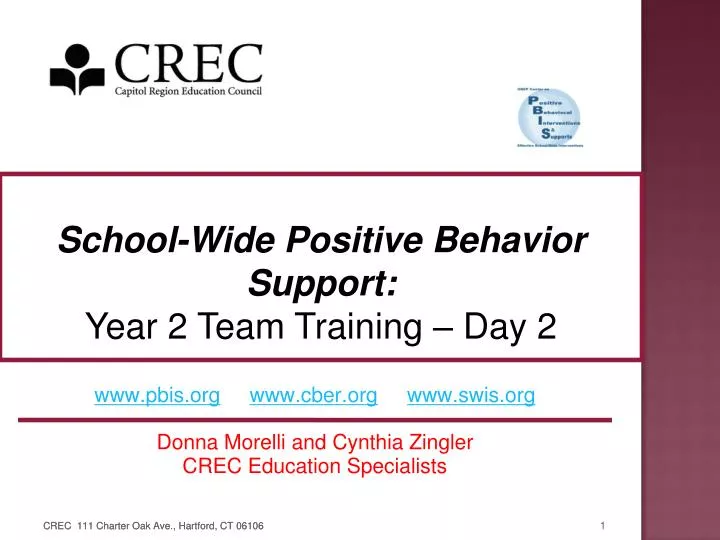 www pbis org www cber org www swis org donna morelli and cynthia zingler crec education specialists