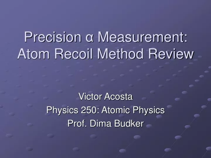 precision measurement atom recoil method review