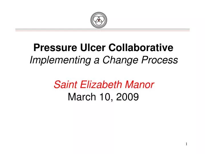pressure ulcer collaborative implementing a change process saint elizabeth manor march 10 2009