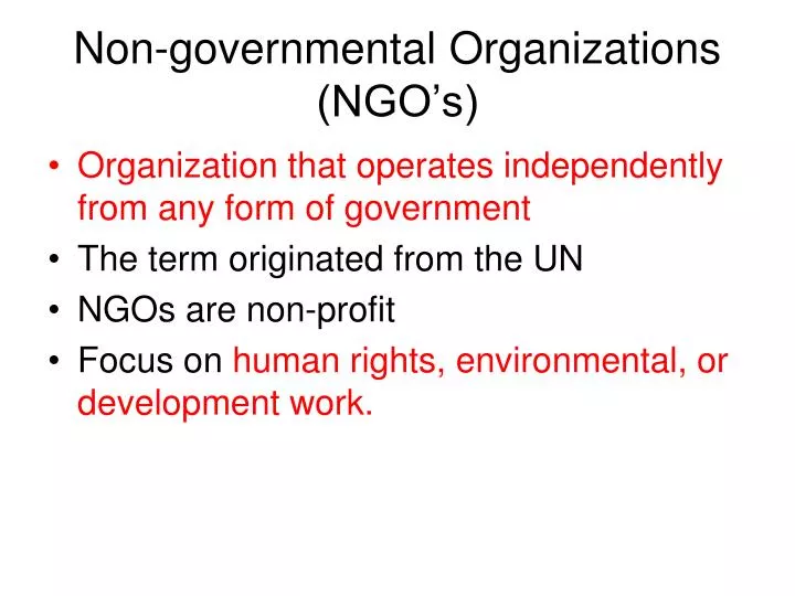 non governmental organizations ngo s