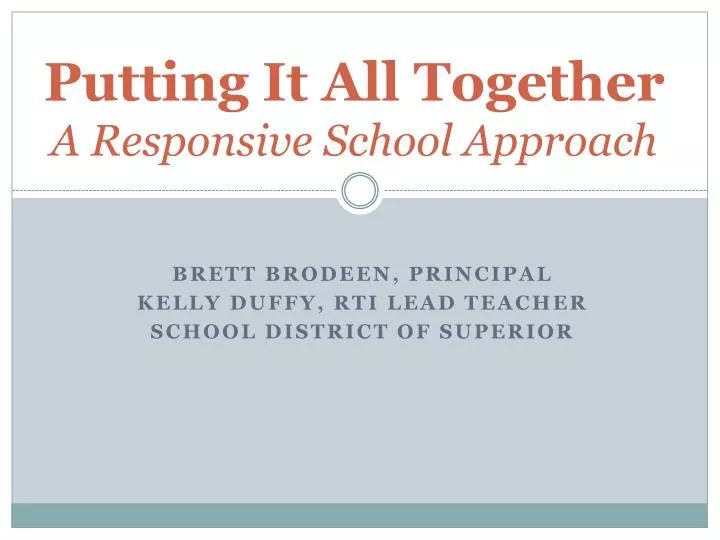 putting it all together a responsive school approach