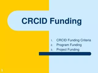 CRCID Funding