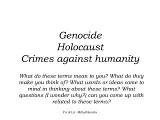 Genocide Holocaust Crimes against humanity