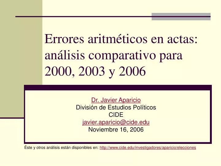 errores aritm ticos en actas an lisis comparativo para 2000 2003 y 2006