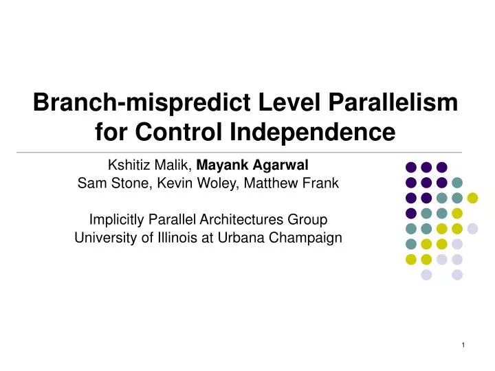 branch mispredict level parallelism for control independence