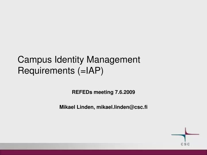 campus identity management requirements iap