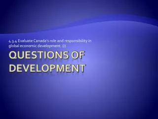 Questions of Development