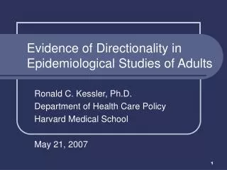 Evidence of Directionality in Epidemiological Studies of Adults