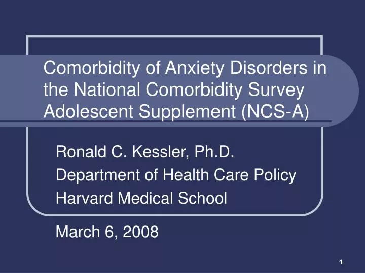 comorbidity of anxiety disorders in the national comorbidity survey adolescent supplement ncs a