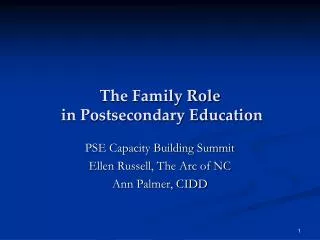The Family Role in Postsecondary Education