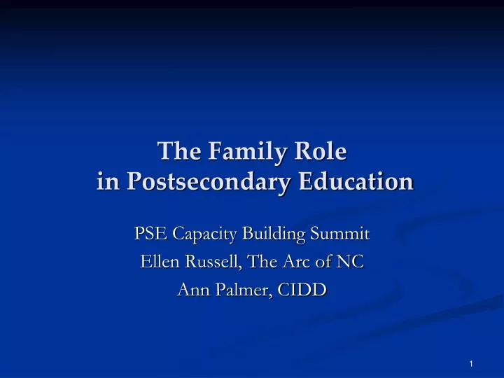 the family role in postsecondary education