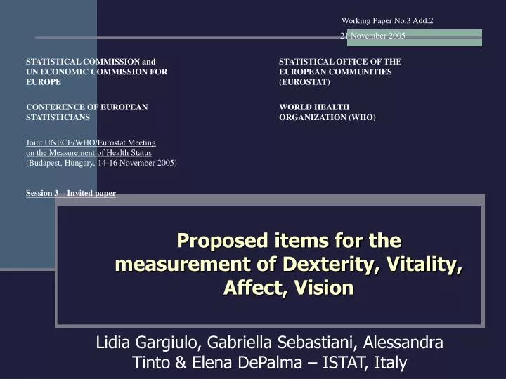 proposed items for the measurement of dexterity vitality affect vision