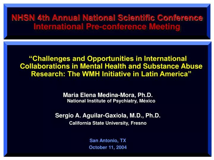 nhsn 4th annual national scientific conference international pre conference meeting
