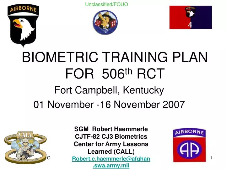 biometric training plan for 506 th rct