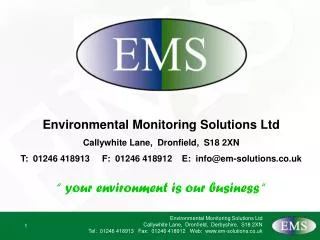 Environmental Monitoring Solutions Ltd Callywhite Lane, Dronfield, S18 2XN