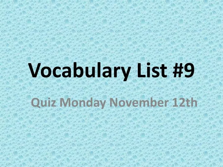 vocabulary list 9