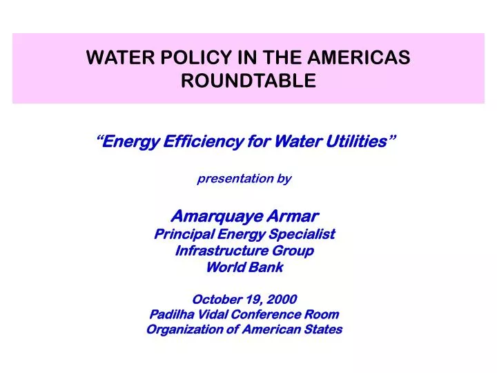 water policy in the americas roundtable