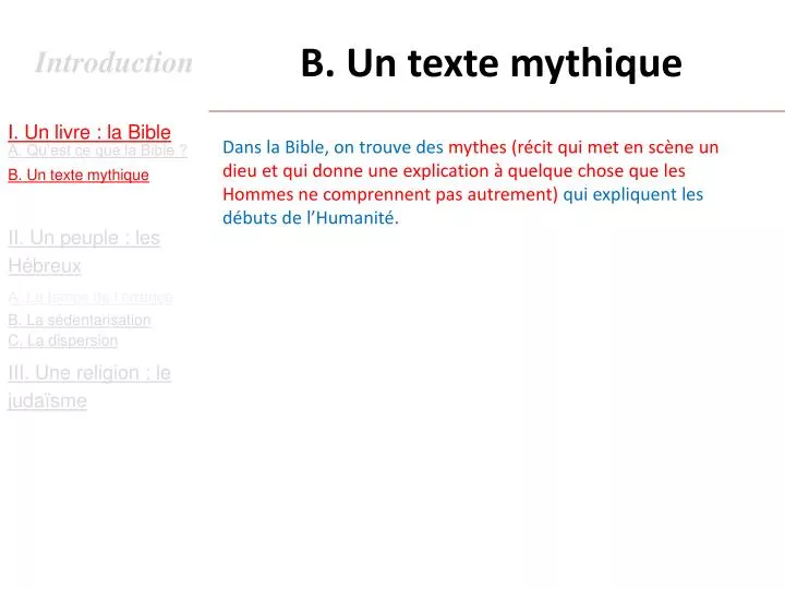 b un texte mythique