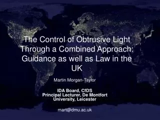 The Control of Obtrusive Light Through a Combined Approach: Guidance as well as Law in the UK