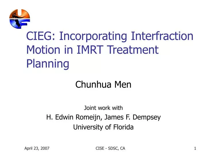 cieg incorporating interfraction motion in imrt treatment plan ning