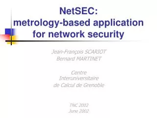 NetSEC: metrology-based application for network security