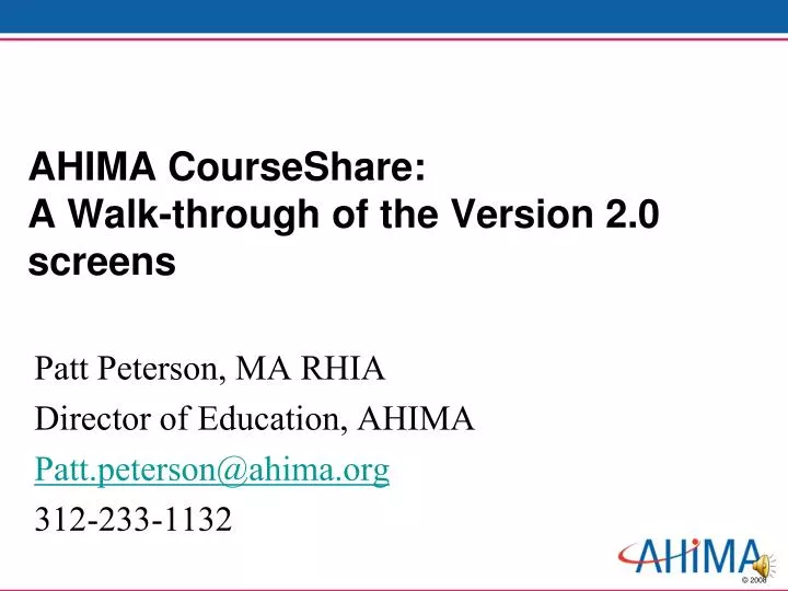 ahima courseshare a walk through of the version 2 0 screens