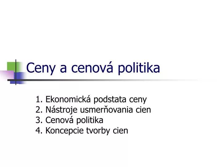 ceny a cenov politika