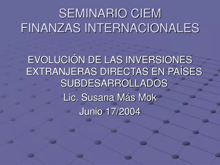 seminario ciem finanzas internacionales