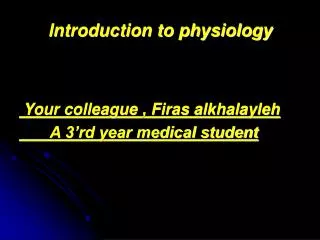 Introduction to physiology