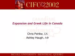 Expansion and Greek Life in Canada